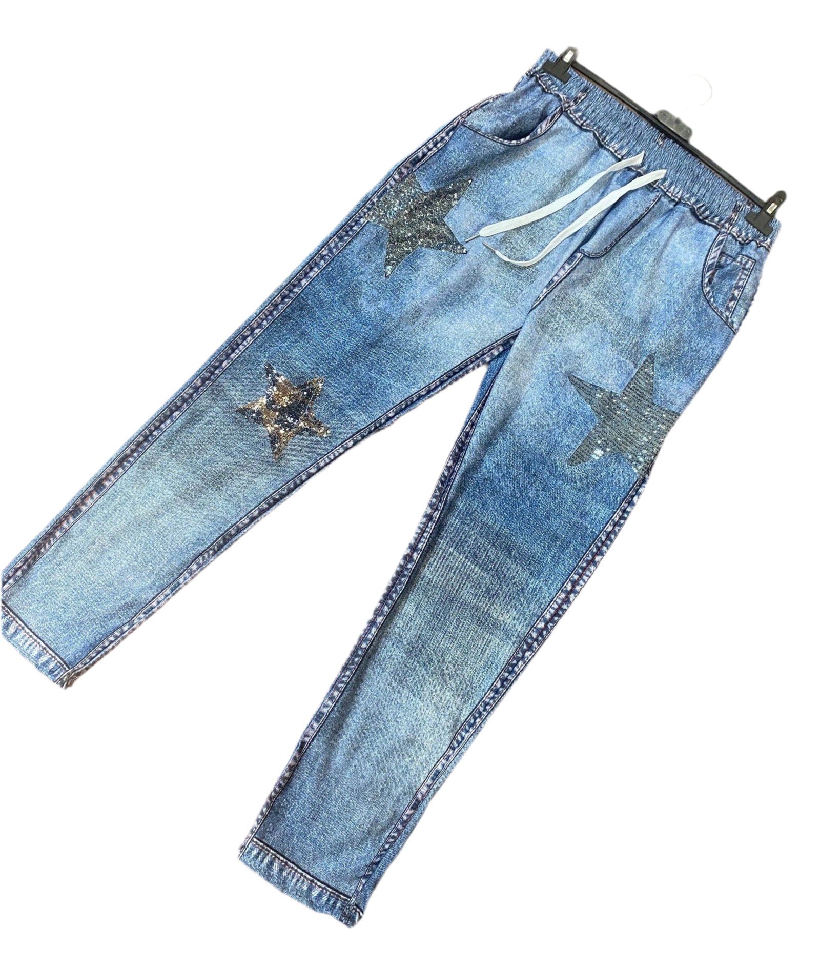 Calças jeans com lantejoulas TU (XS/34-M/38) - Boémista Store