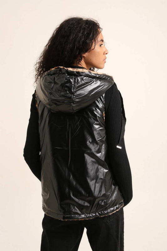 Boémista Store - COLETE LEOPARDO REVERSÍVEL COM CAPUZ -  - #tag1# - #tag2#