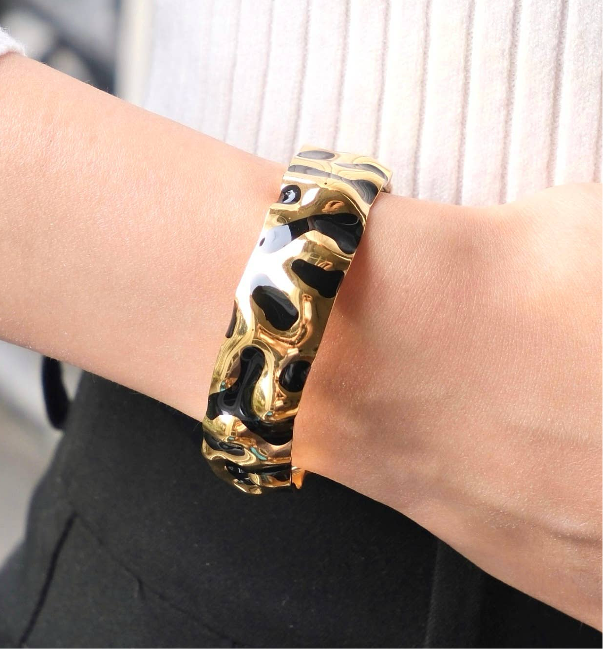 Boémista Store - Pulseira Zina em aço inoxidável com efeito leopardo -  - #tag1# - #tag2#