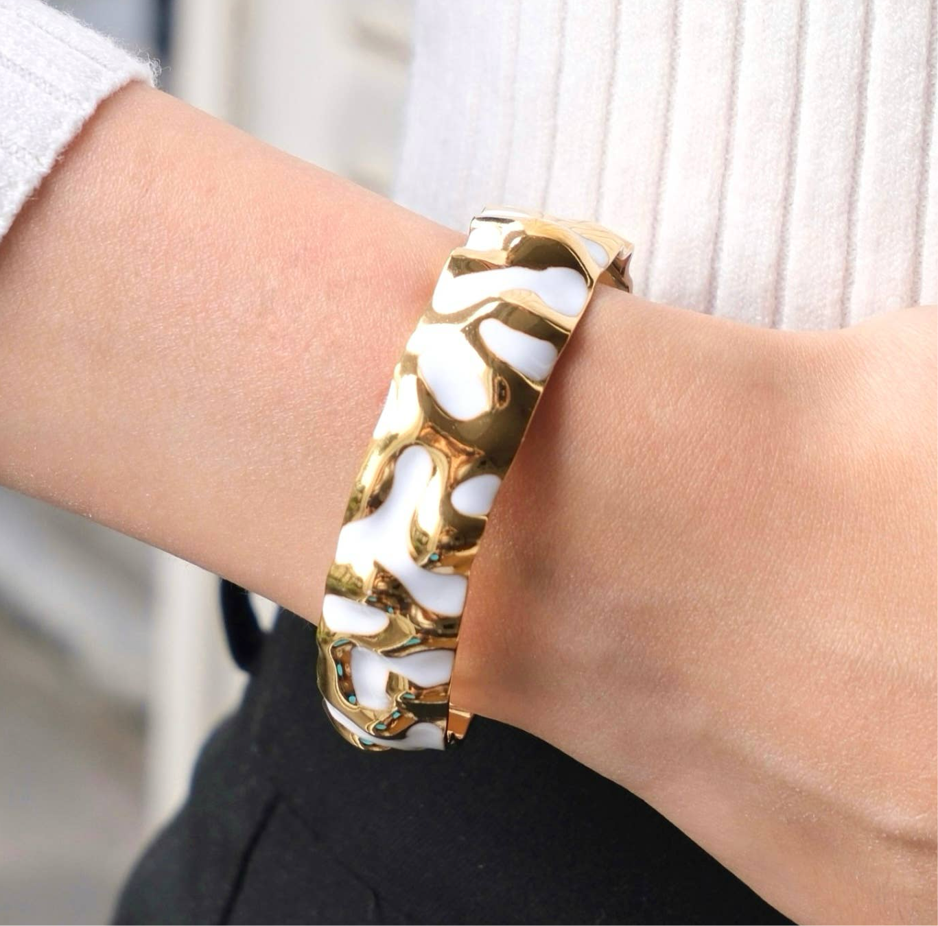 Boémista Store - Pulseira Zina em aço inoxidável com efeito leopardo -  - #tag1# - #tag2#
